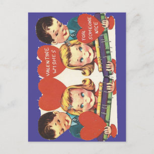 Vintag Toy Train Valentine Feiertagspostkarte