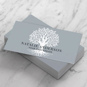 Vintag Tree Dusty Blue Life Coach Yoga WELLNESS-CE Visitenkarte