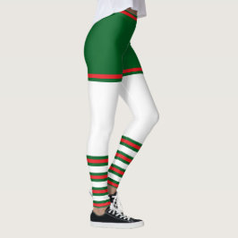 Vintag Trendy Holiday Elf Green White Red Leggings