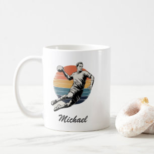 Vintag Trendy Modern Handball Player Personalisier Kaffeetasse