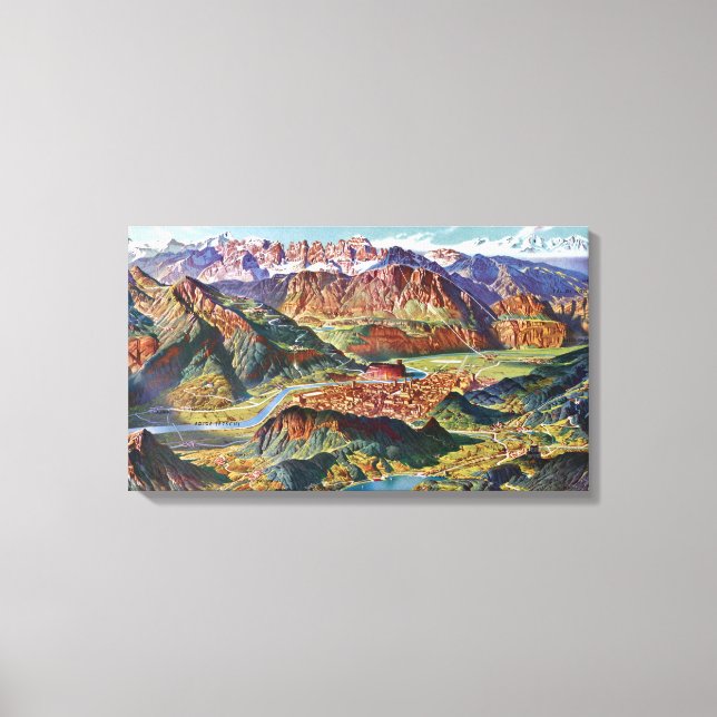 Vintag Trient und Brenta Dolomites Italien Karte Leinwanddruck (Vorderseite)