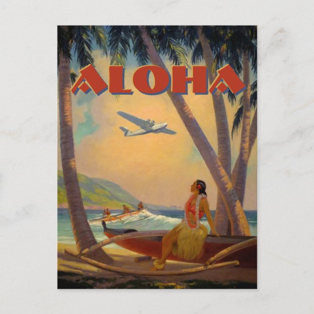 Vintag Tropical Hawaii Aloha Postkarte (Vorderseite)