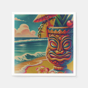Vintag Tropical Tiki Umbrella Drink Luau Party Serviette