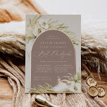 Vintag Tropics Bat Mitzvah Folieneinladung<br><div class="desc">Tropische Schick-Fledermaus Mitzvah Einladungen in einer verführerischen neutralen Farbpalette verfügen über eine Rose goldfarbenen Bogengewölbe mit Ihren Zeremonie und Feiern oder Party Details,  die mit hellgrünen Aquarellpalmen,  beachy Island foliage,  weißen Orchideen,  boho getrockneten Botanicals und Pampas Gras.</div>