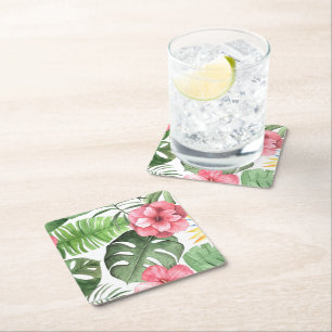 Vintag tropisch rechteckiger pappuntersetzer