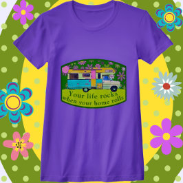 Vintag Truck Camper Life Rocks Mod Blume T-Shirt