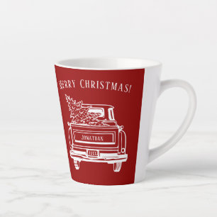 Vintag Truck Weihnachtsbaum Name Rot Milchtasse