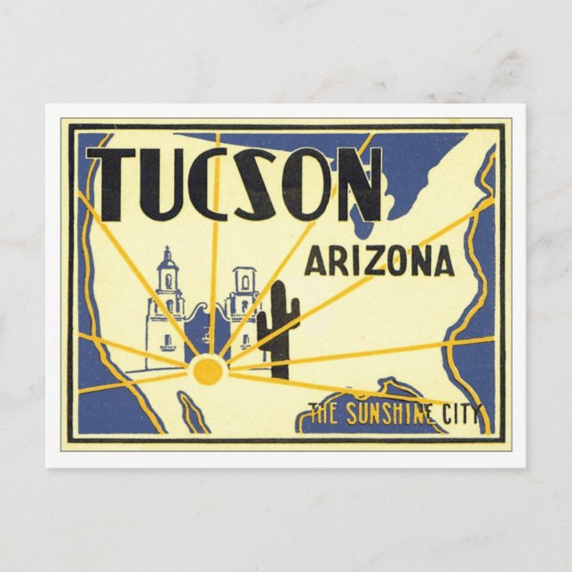 Vintag Tucson Arizona Postkarte (Vorderseite)