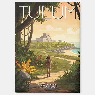 Vintag Tulum Mexico Reisen Magnet