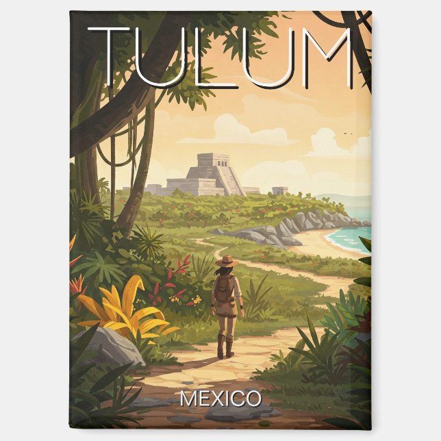 Vintag Tulum Mexico Reisen Magnet (Vorderseite)