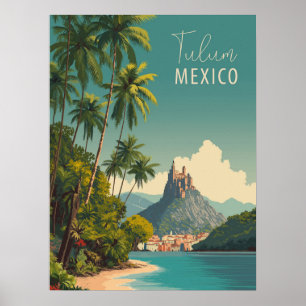 Vintag Tulum Mexico Reisen Poster