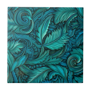 Vintag Türkis Embosses Leder Fliese