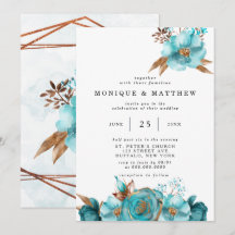 Vintag Türkis und Golden Peony Geometric