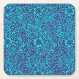 Vintag türkisfarbenes, lila Blumenmuster Rechteckiger Pappuntersetzer