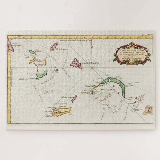 Vintag Turks- und Caicos-Karte (1764) Puzzle (Horizontal)