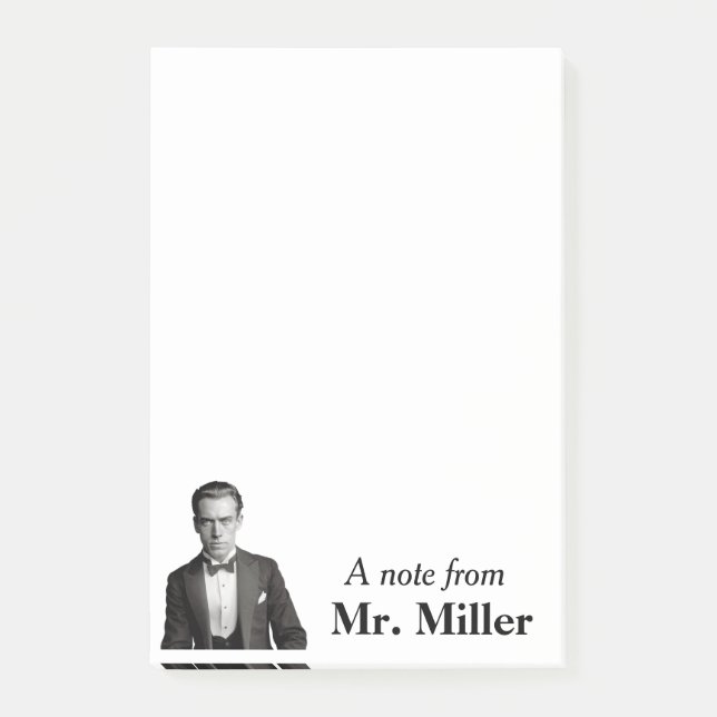 Vintag Tuxedo Gent Personalisiert Post-it Klebezettel (Vorderseite)