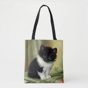 Vintag Tuxedo Kitten Illustration