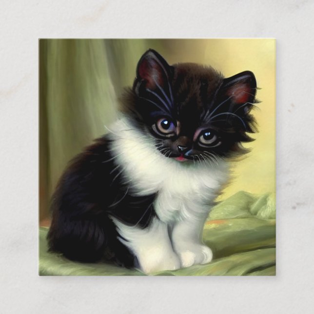 Vintag Tuxedo Kitten Illustration Begleitkarte (Vorderseite)