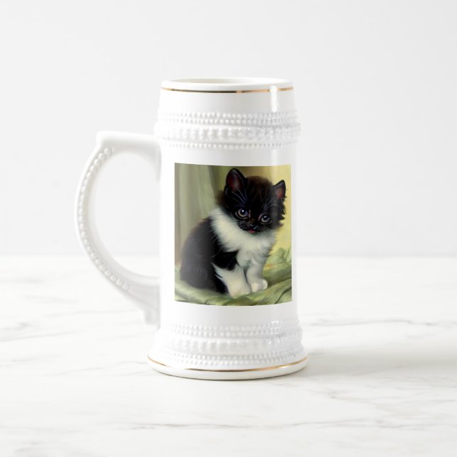 Vintag Tuxedo Kitten Illustration Bierglas (Links)