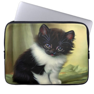 Vintag Tuxedo Kitten Illustration Laptopschutzhülle