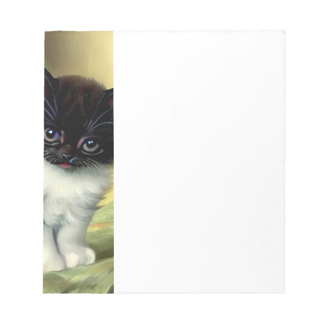 Vintag Tuxedo Kitten Illustration Notizblock (Vorderseite)