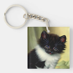 Vintag Tuxedo Kitten Illustration Schlüsselanhänger