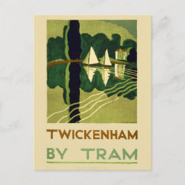 Vintag Twickenham England Tram Travel Postkarte