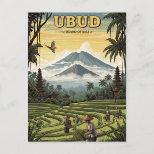 Vintag Ubud Bali Indonesia Travel Postkarte