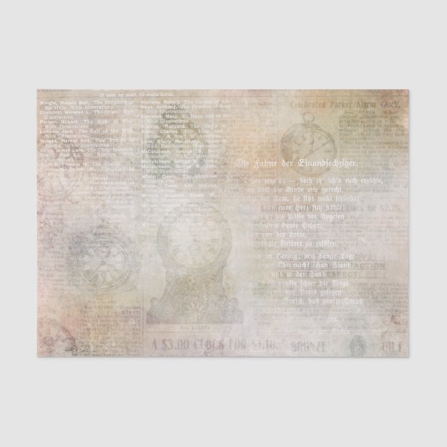 Vintag-Uhr-Ephemera Seidenpapier (Vorderseite)