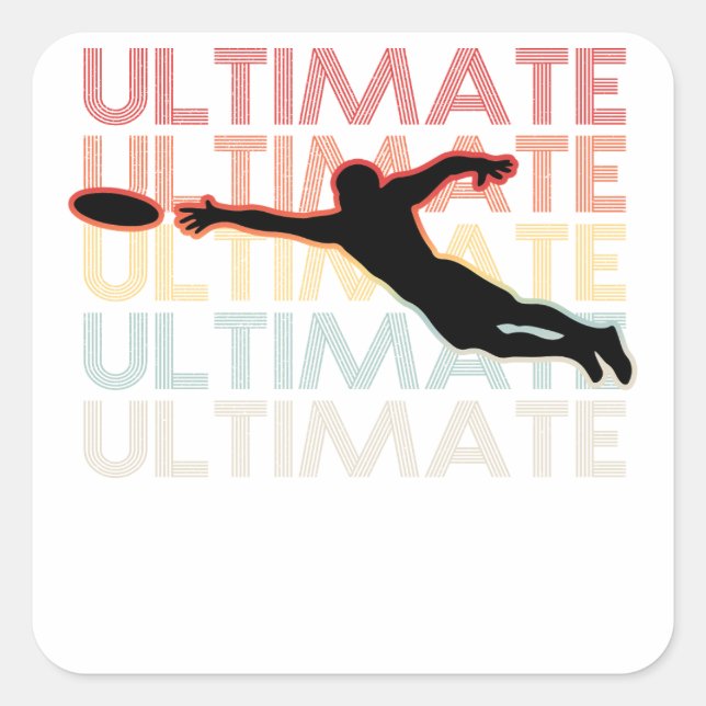 Vintag Ultimate Frisbee Sport Retro Quadratischer Aufkleber (Vorderseite)