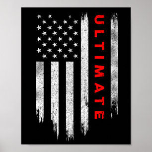 Vintag Ultimate Frisbee Sport Us Flag Poster