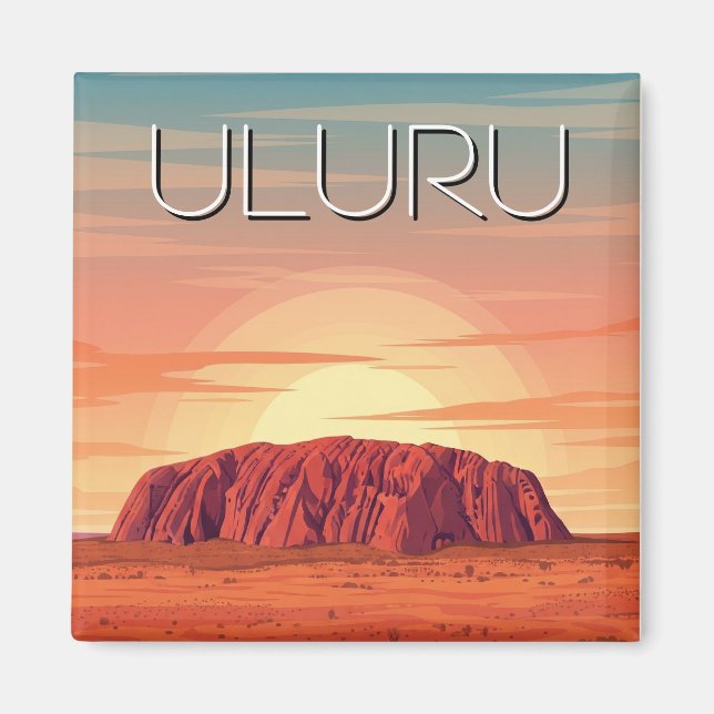 Vintag Uluru Australia Sunset Magnet (Vorne)