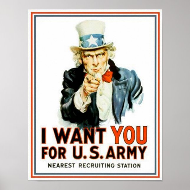 Vintag Uncle Sam I Woll You Army Poster (Vorne)