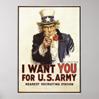 Vintag Uncle Sam I Woll You WWI Propaganda USA