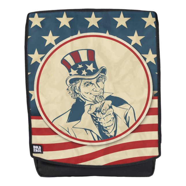 Vintag Uncle Sam US Flagge Rucksack (Vorderseite)