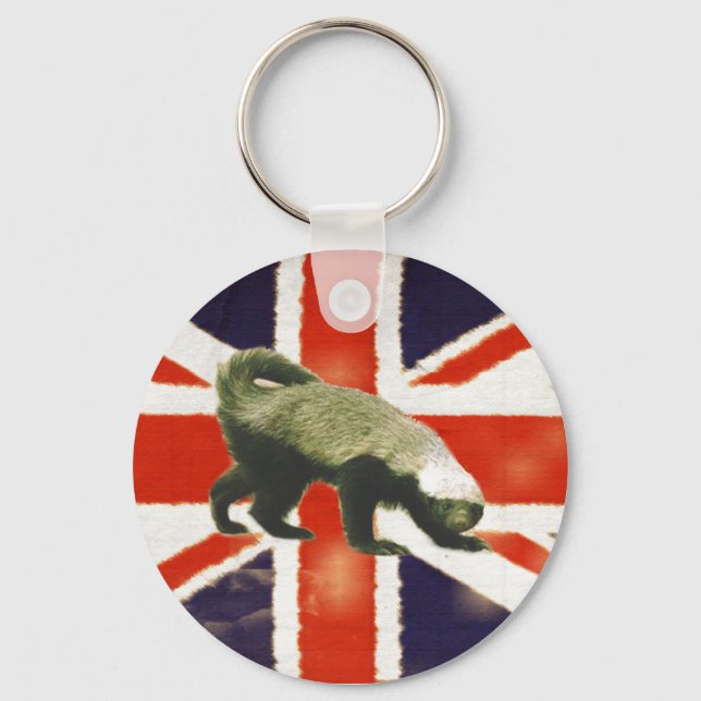 Vintag Union Jack Honey Badger Basic Schlüsselanhä Schlüsselanhänger (Vorderseite)