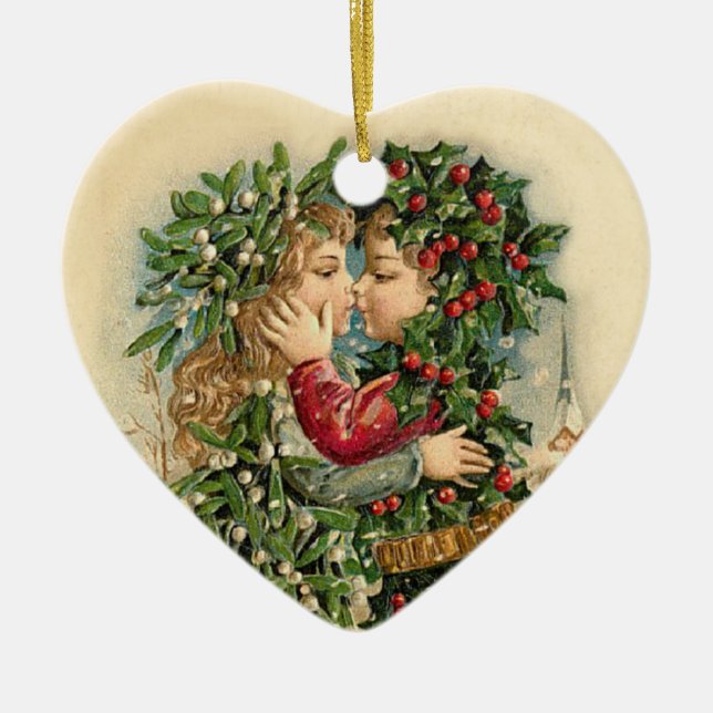 Vintag unsere erste Weihnachtsverzierung Keramikornament (Vorne)