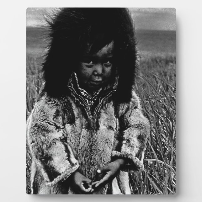 Vintag USA Alaska eskimo Junge 1970 Fotoplatte (Vorderseite)