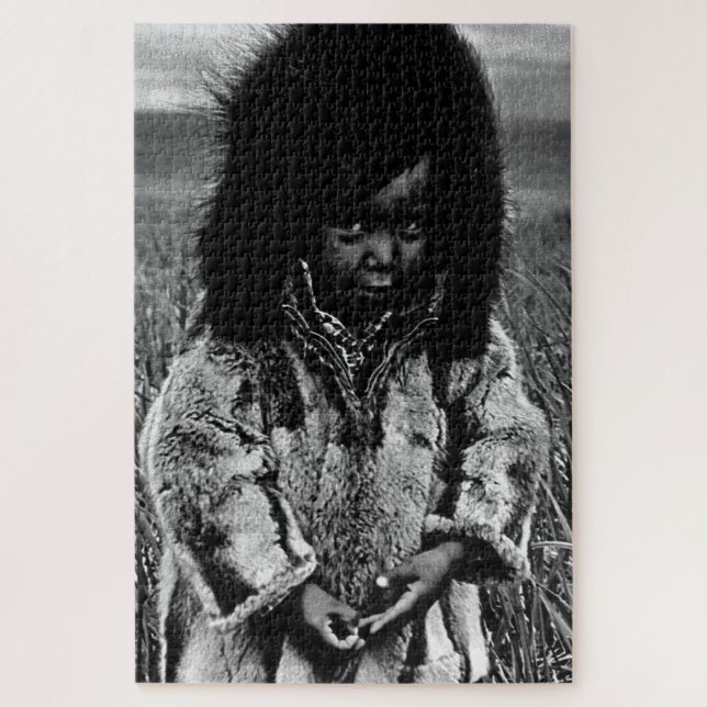 Vintag USA Alaska eskimo Junge Puzzle (Vertikal)