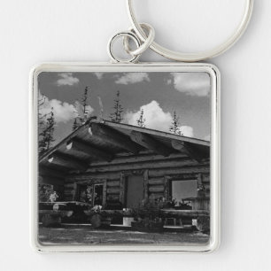 Vintag USA Alaska Moderne alaskan Blockhütte 1970 Schlüsselanhänger