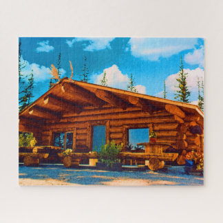 Vintag USA Alaska Moderne alaskan Blockhütte Puzzle