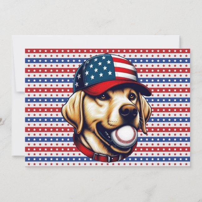 Vintag, USA baseball Labrador Feiertagskarte (Vorderseite)