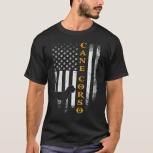 Vintag USA Cane Corso Dog Silhouette American Fla T-Shirt