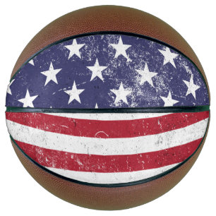 Vintag USA Flag Patrioamerikanisches Red White Blu Basketball