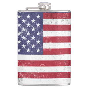 Vintag USA Flag Patrioamerikanisches Red White Blu Flachmann