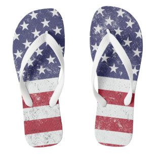 Vintag USA Flag Patrioamerikanisches Red White Blu Flip Flops