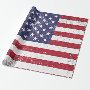 Vintag USA Flag Patrioamerikanisches Red White Blu Geschenkpapier
