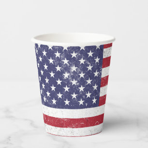 Vintag USA Flag Patrioamerikanisches Red White Blu Pappbecher