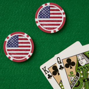 Vintag USA Flag Patrioamerikanisches Red White Blu Pokerchips