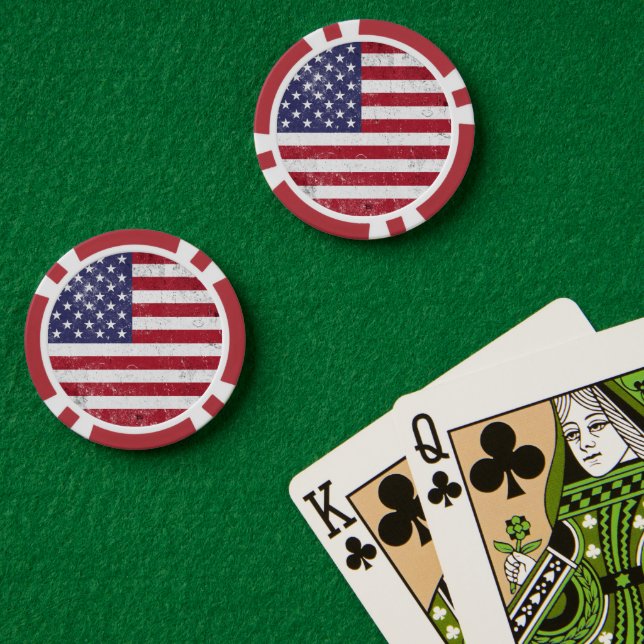Vintag USA Flag Patrioamerikanisches Red White Blu Pokerchips (Pokertisch (doppelt))